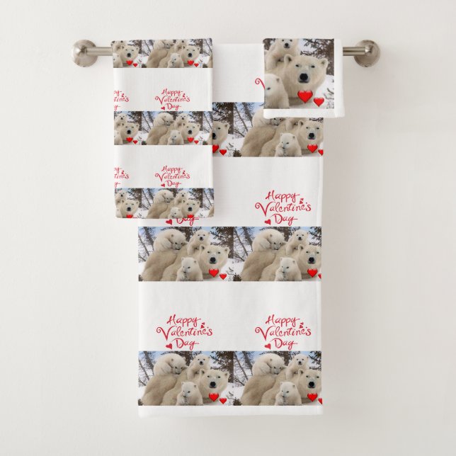 Serviettes de bain set Valentine's Day Ours polair (En situation)