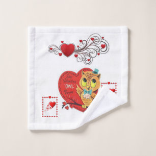 Serviettes de bain set Valentine's Owl Vintage
