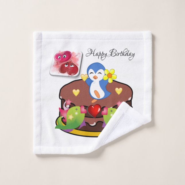 Serviettes de bain sets heureux Anniversaire Coeur (Gant de toilette)