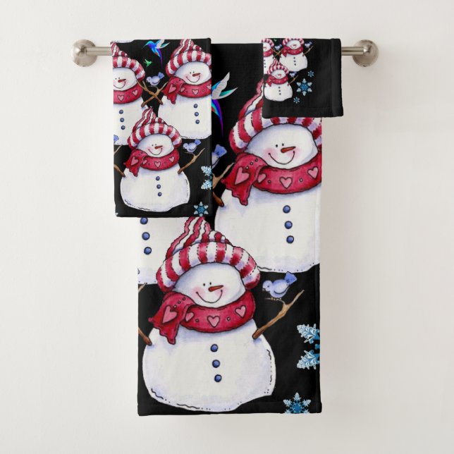 Serviettes de bain sets Noël, Snowman (En situation)