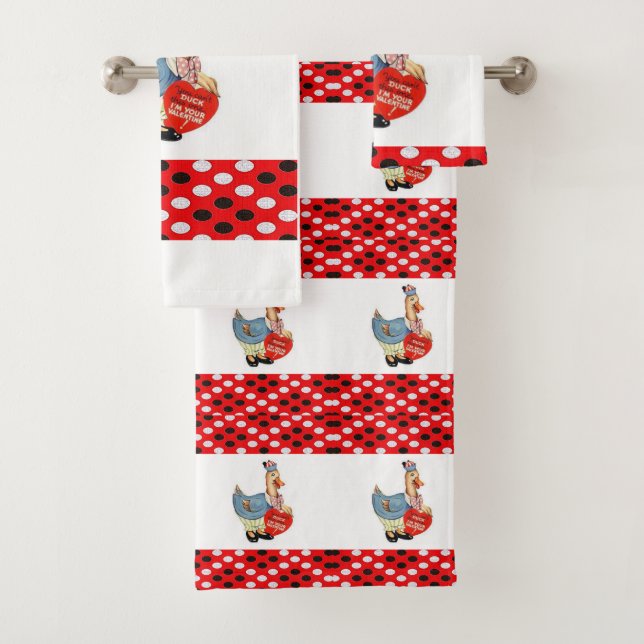 Serviettes de bain sets Valentine's Day Canard Vin (En situation)
