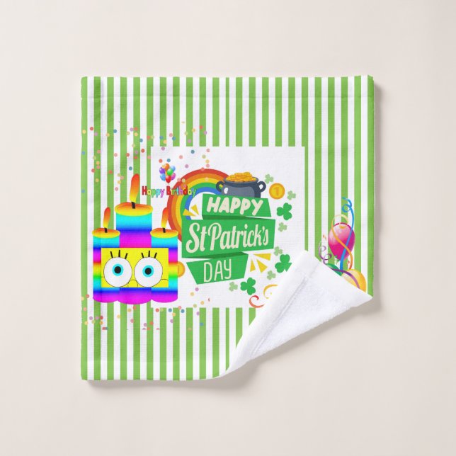 Serviettes de bain, St. Patrick's Day Joyeux anniv (Gant de toilette)