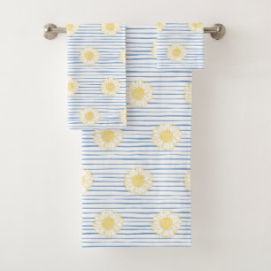 Serviettes de bain Sunflowers et Blue Stripes