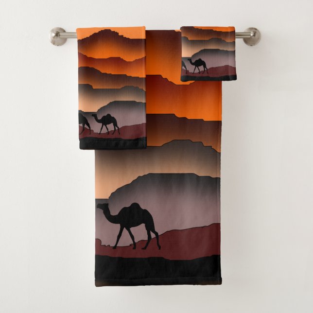 Serviettes de bain Sunset Desert Camel Desert (En situation)