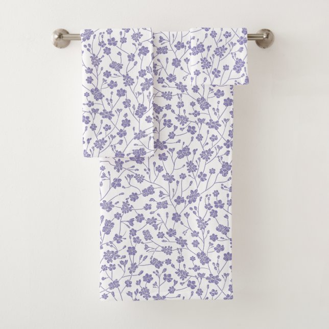 Serviettes de bains en petites couleurs florales (En situation)