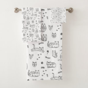 Serviettes de bains Kitty Cat Doodles