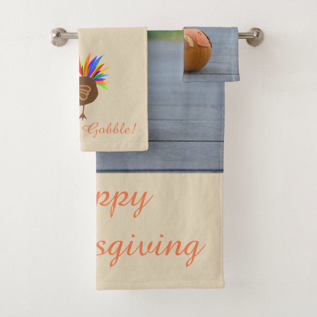 Serviettes de bains Thanksgiving Citrouille Turqui (En situation)