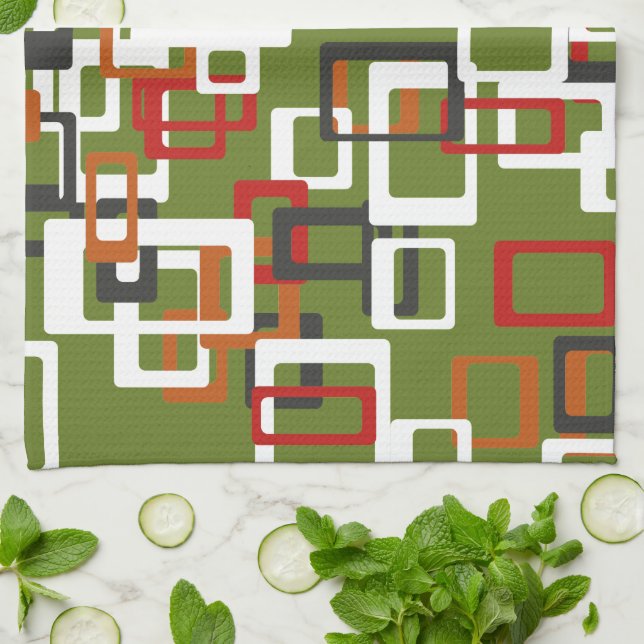 Serviettes de cuisine atomique du milieu du siècle (Plié)