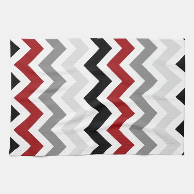 Serviettes de cuisine blanches noires grises rouge (Horizontal)