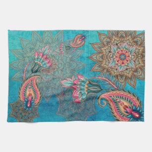 Serviettes de cuisine colorées Boho, Paisley et M