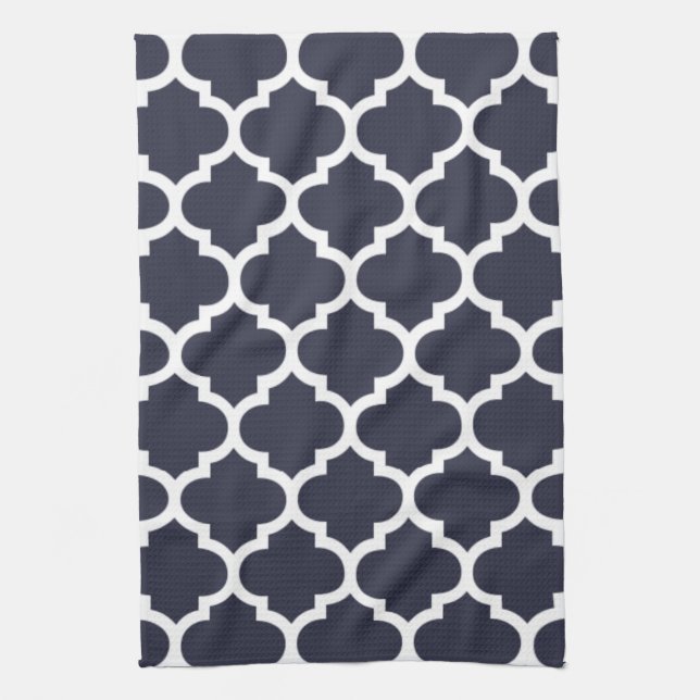 Serviettes de cuisine de bleu marine de Quatrefoil (Vertical)