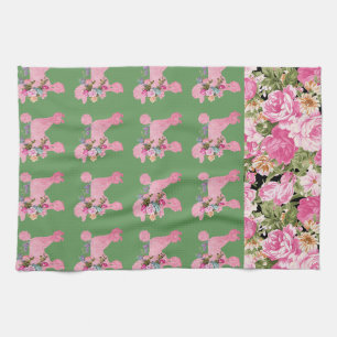 Serviettes de cuisine de caniche rose