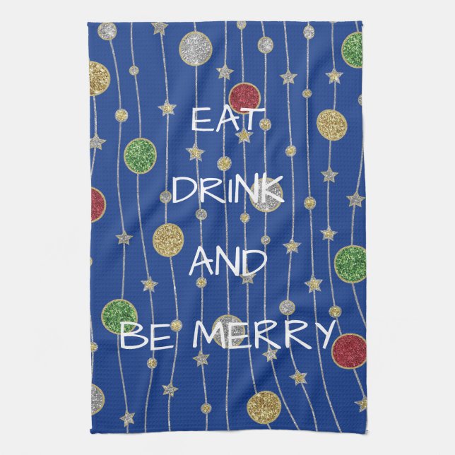 Serviettes de cuisine de Noël Ornements et étoiles (Vertical)