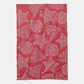 Serviettes de cuisine de Noël rouge et blanc