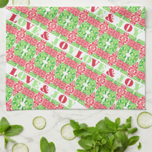 Serviettes de cuisine en mosaïque rouge et verte