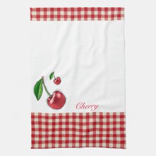 Serviettes de cuisine en plaid cerise