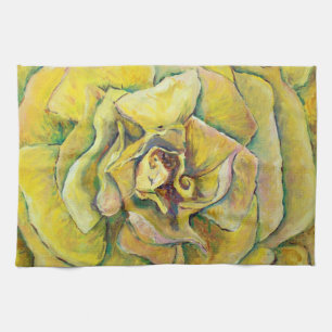 Serviettes de cuisine en torse de rose jaune