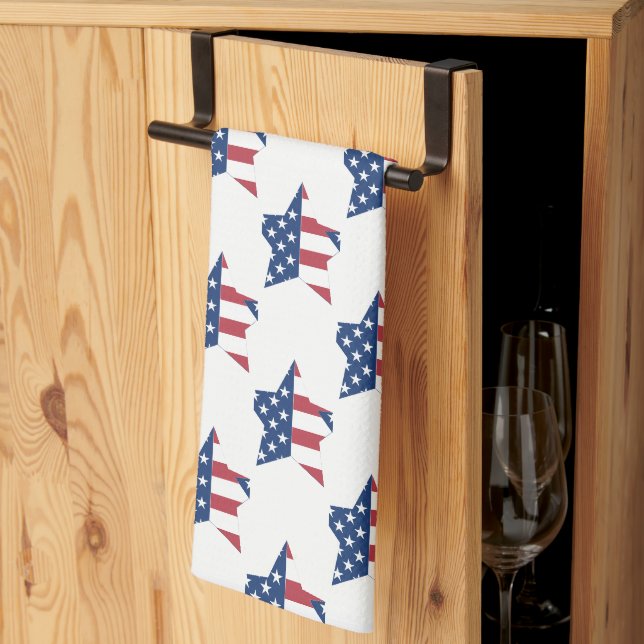 Serviettes de cuisine - Étoiles patriotiques (Pliage en tiers)