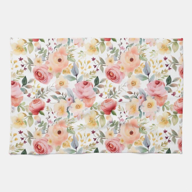 Serviettes de cuisine Floral Aquarelle (Horizontal)