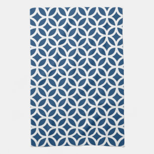 Serviettes de cuisine géométriques bleues du