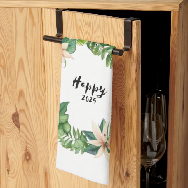 Serviettes de cuisine Happy2025Wreath (Pliage en tiers)