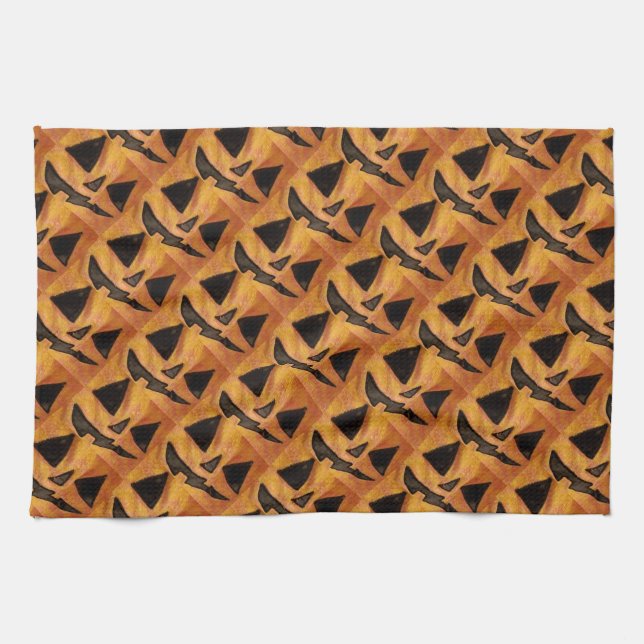 Serviettes de cuisine Jack-O-Lantern souriantes (Horizontal)