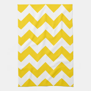 Serviettes de cuisine jaunes de zigzag de Chevron