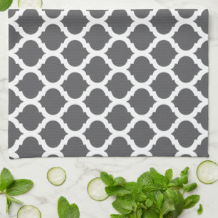 Serviettes de cuisine marocaine Motif gris foncé