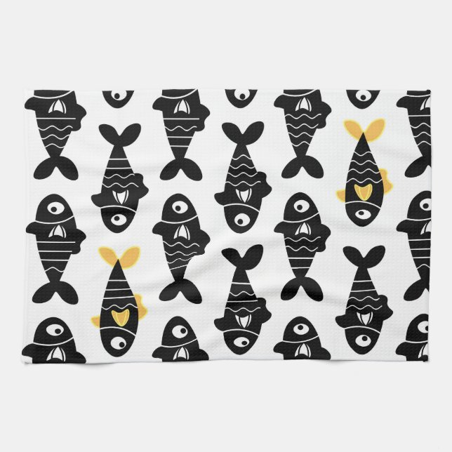 Serviettes de cuisine Motif Quirky Seamless Black  (Horizontal)