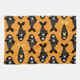Serviettes de cuisine Motif Quirky Seamless Black 