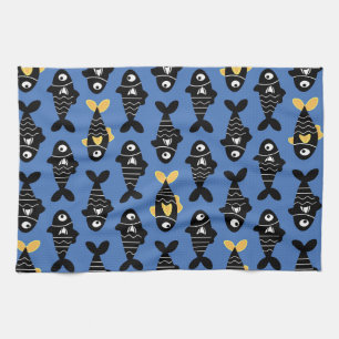 Serviettes de cuisine Motif Quirky Seamless Black 