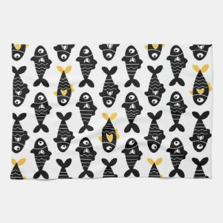 Serviettes de cuisine Motif Quirky Seamless Black 