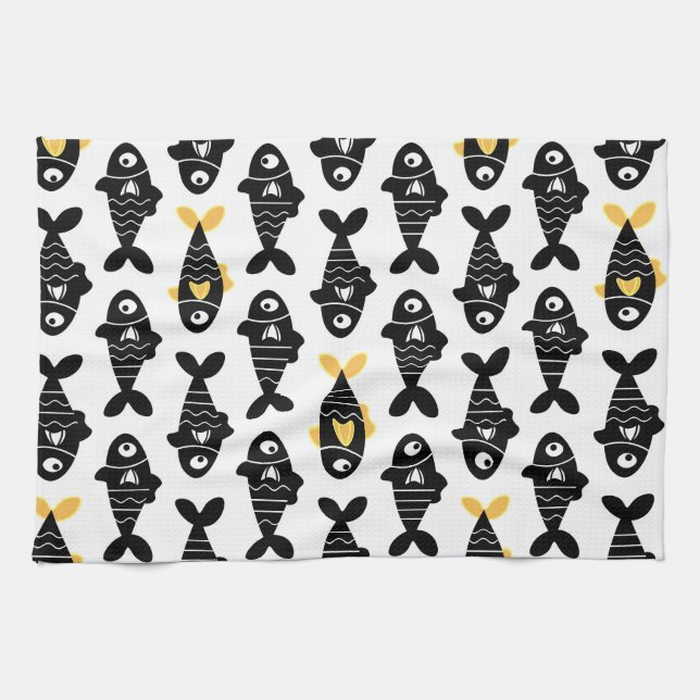 Serviettes de cuisine Motif Quirky Seamless Black  (Horizontal)