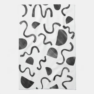 Serviettes de cuisine noir et blanc chic