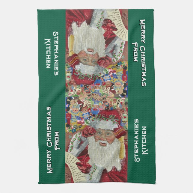 Serviettes de cuisine Père Noël classique sur mesu (Vertical)