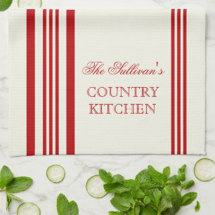Serviettes de cuisine personnalisées à rayures de