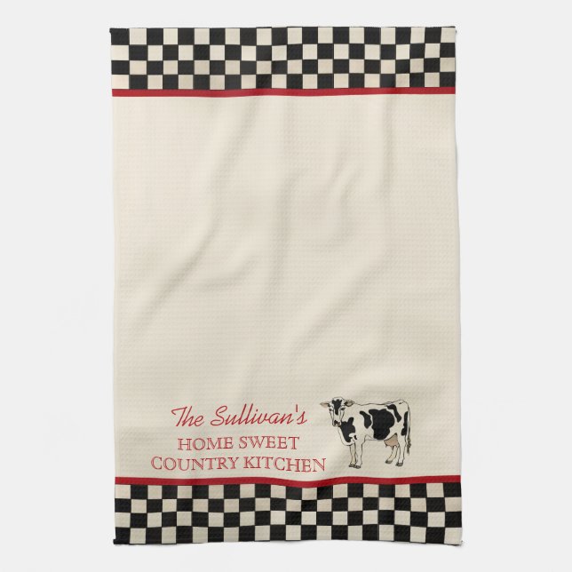 Serviettes de cuisine personnalisées par vache (Vertical)