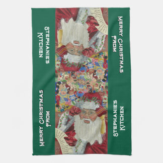 Serviettes de cuisine personnalisées Père Noël Cla