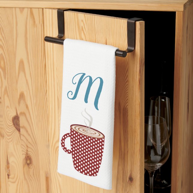 Serviettes de cuisine personnalisées Red Polka Dot (Pliage en tiers)