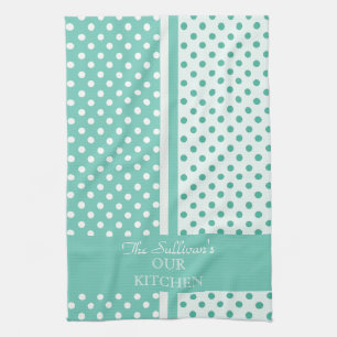 Serviettes de cuisine personnalisées Turquoise Poi