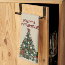 Serviettes de cuisine pour sapin de Noël joyeux