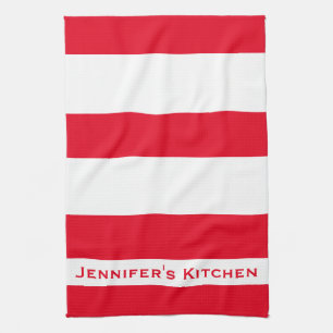 Serviettes de cuisine rayées rouge et blanc