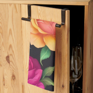 Serviettes de cuisine Rose en étain Floral