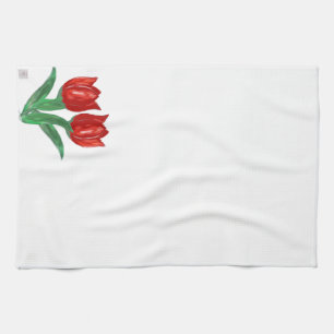 Serviettes de cuisine rouges de tulipe