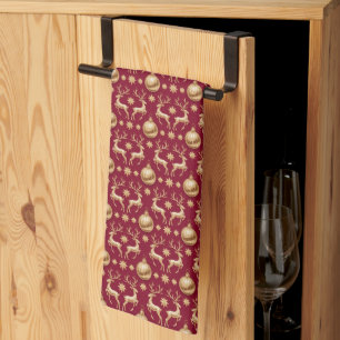 Serviettes de cuisine rouges pour les fêtes avec d