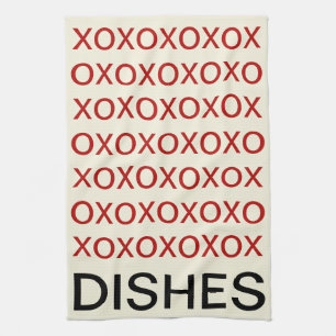 SERVIETTES DE CUISINE VALENTINE'S DAY HUGS AND KIS