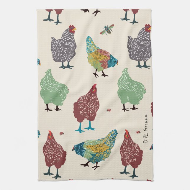 Serviettes de fantaisie de poules (Vertical)