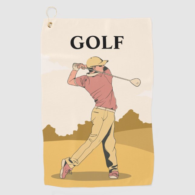 Serviettes de golf personnalisées rouges crème Bes (Devant)