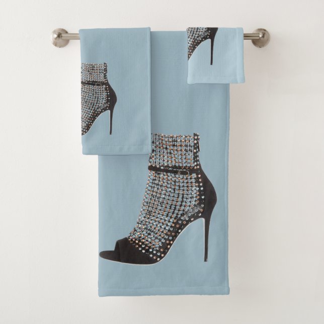 Serviettes De La Salle De Bains Noire De High Heel (En situation)