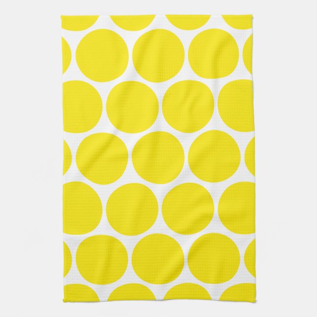 Serviettes De Motif Pois Blanches Et Jaunes (Vertical)